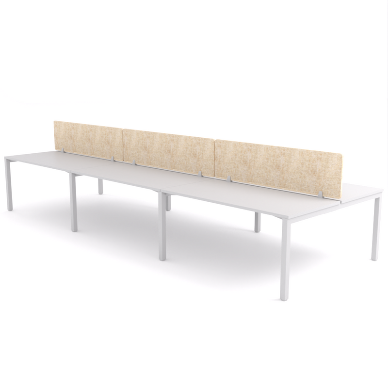 California Office Workstations (Straight Legs) 6-User Double-Sided Desk With AcoustiQ Screen (Natural Screen)