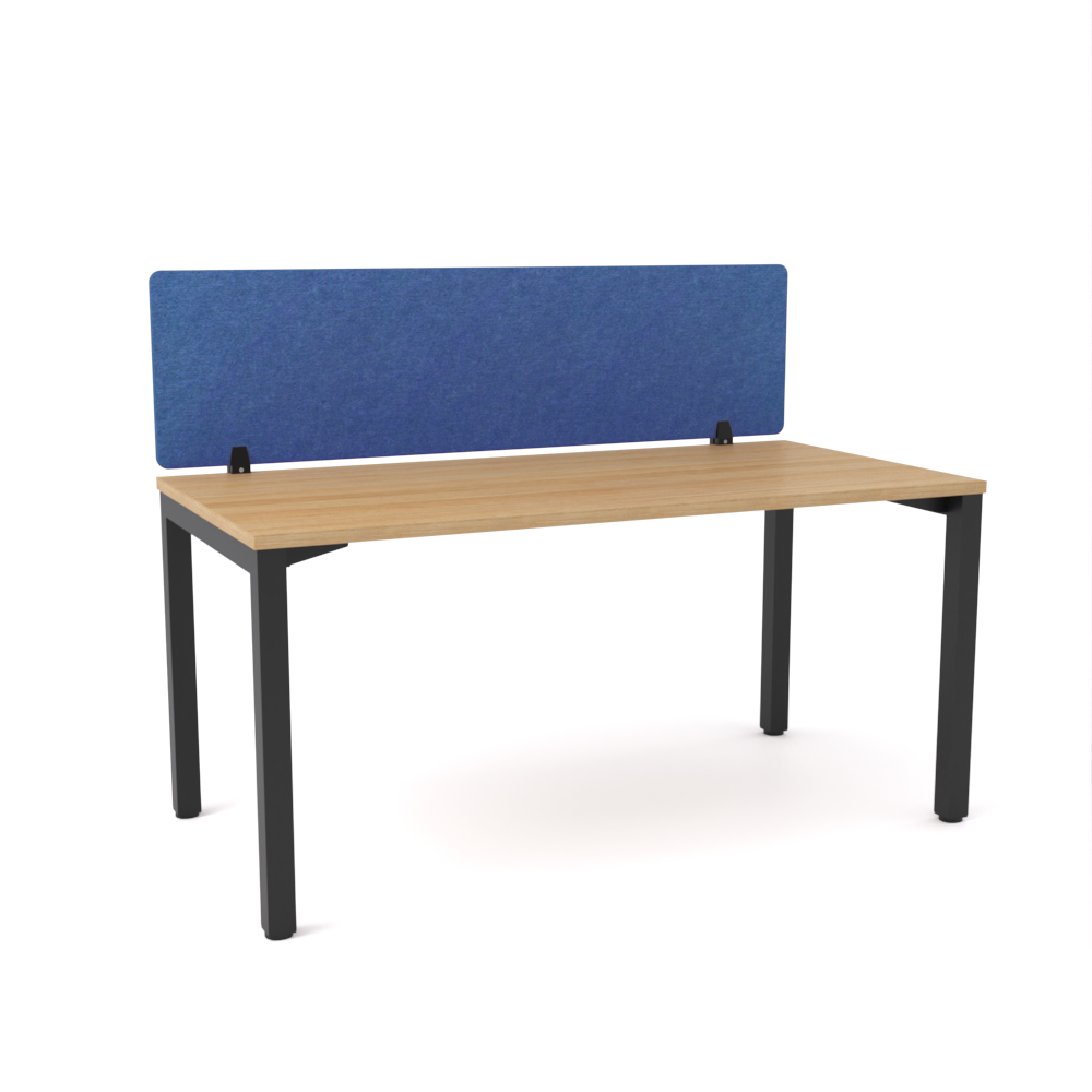 California Office Workstations (Straight Legs) 1-User Single-Sided Desk With AcoustiQ Screen (Cobalt Blue Screen)