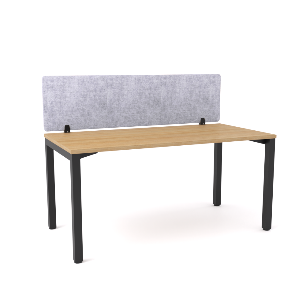 California Office Workstations (Straight Legs) 1-User Single-Sided Desk With AcoustiQ Screen (Marble Gray Screen)