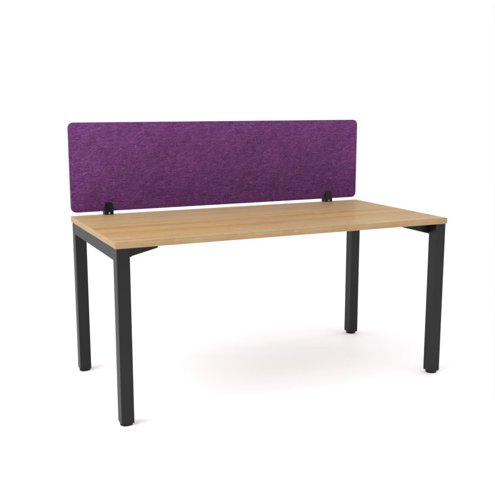 California Office Workstations (Straight Legs) 1-User Single-Sided Desk With AcoustiQ Screen (Purple Screen)