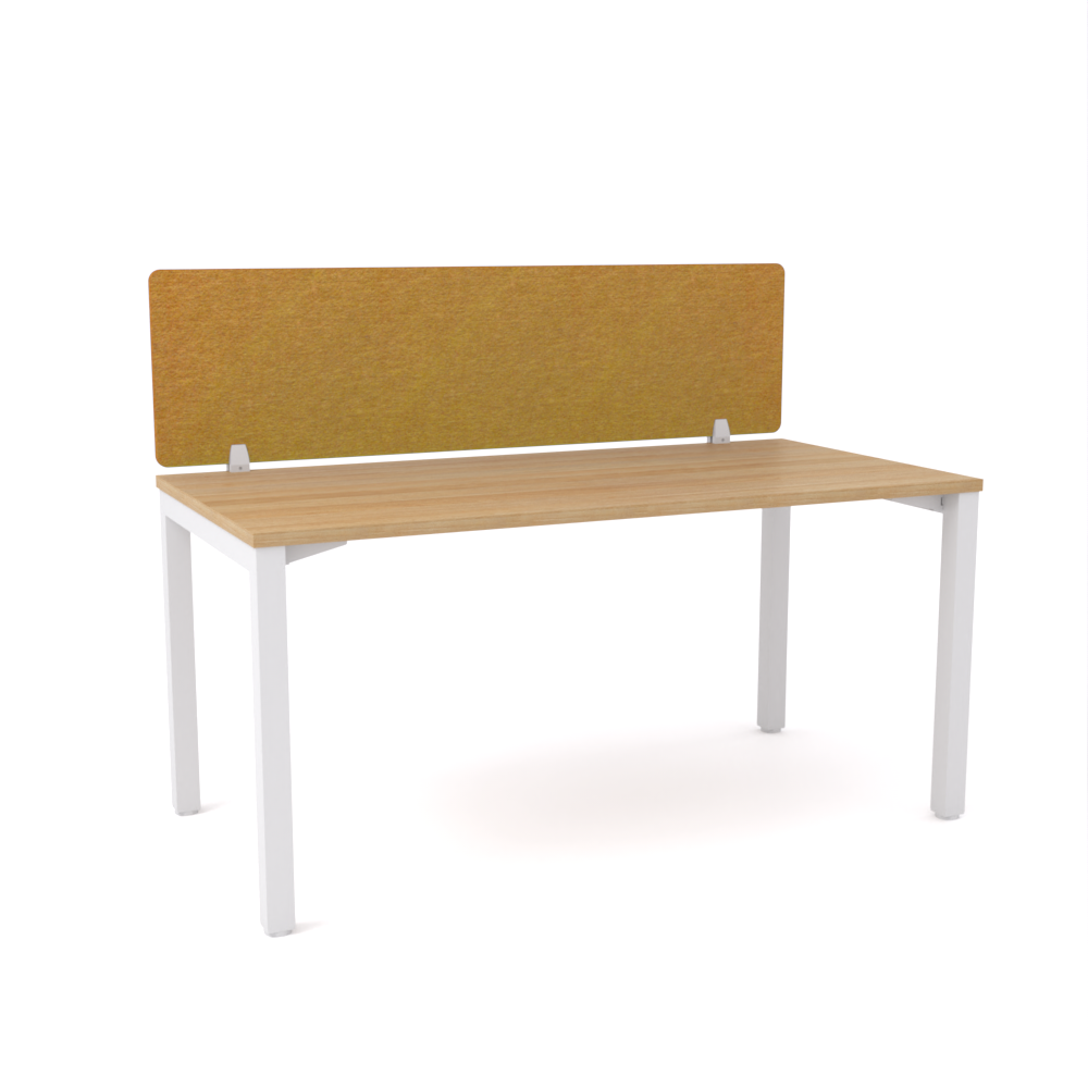 California Office Workstations (Straight Legs) 1-User Single-Sided Desk With AcoustiQ Screen (Golden Yellow Screen)-Elite Office Furniture