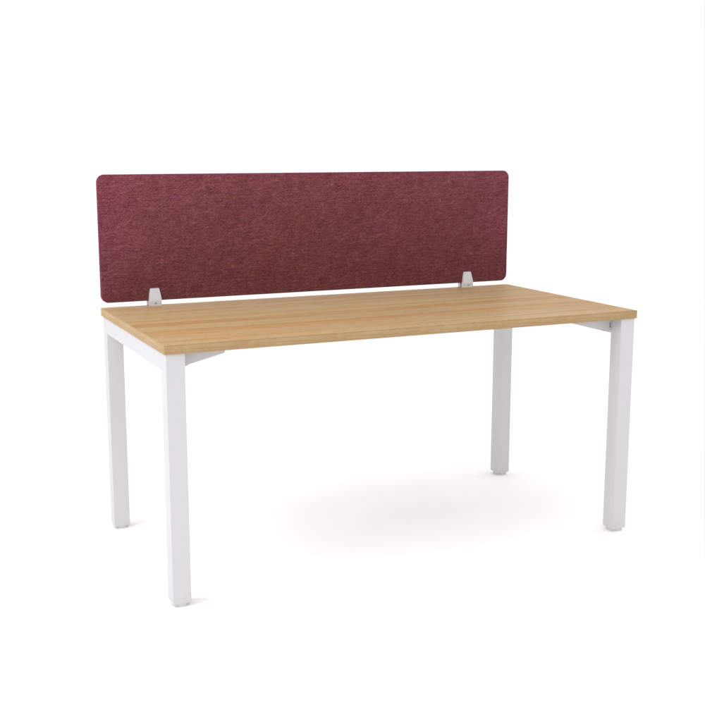 California Office Workstations (Straight Legs) 1-User Single-Sided Desk With AcoustiQ Screen (Maroon Screen)-Elite Office Furniture