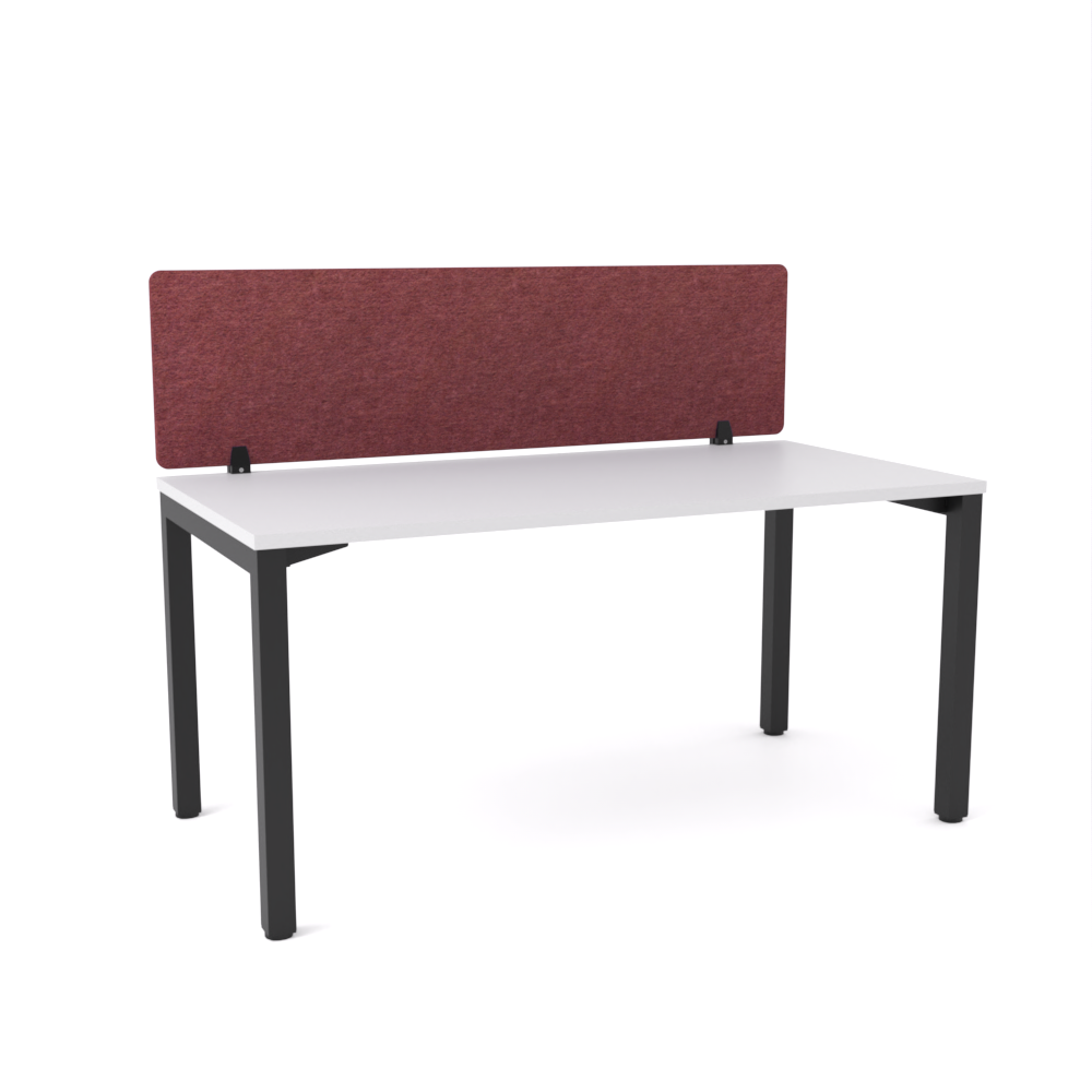 California Office Workstations (Straight Legs) 1-User Single-Sided Desk With AcoustiQ Screen (Maroon Screen)-Elite Office Furniture