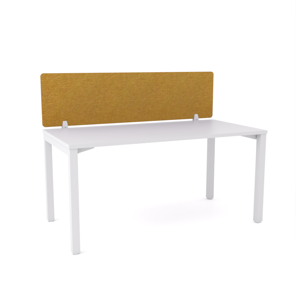 California Office Workstations (Straight Legs) 1-User Single-Sided Desk With AcoustiQ Screen (Golden Yellow Screen)-Elite Office Furniture