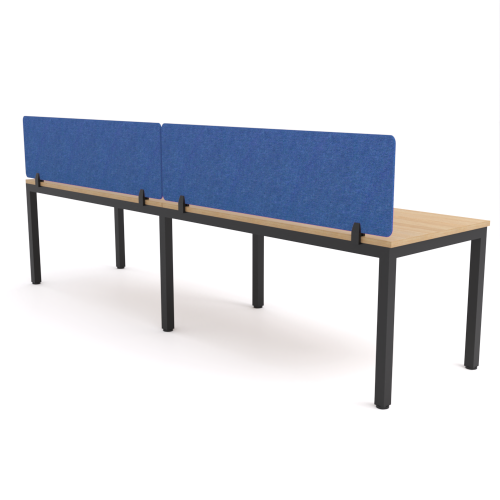 California Office Workstations (Straight Legs) 2-User Single-Sided Desk With AcoustiQ Screen (Cobalt Blue Screen)