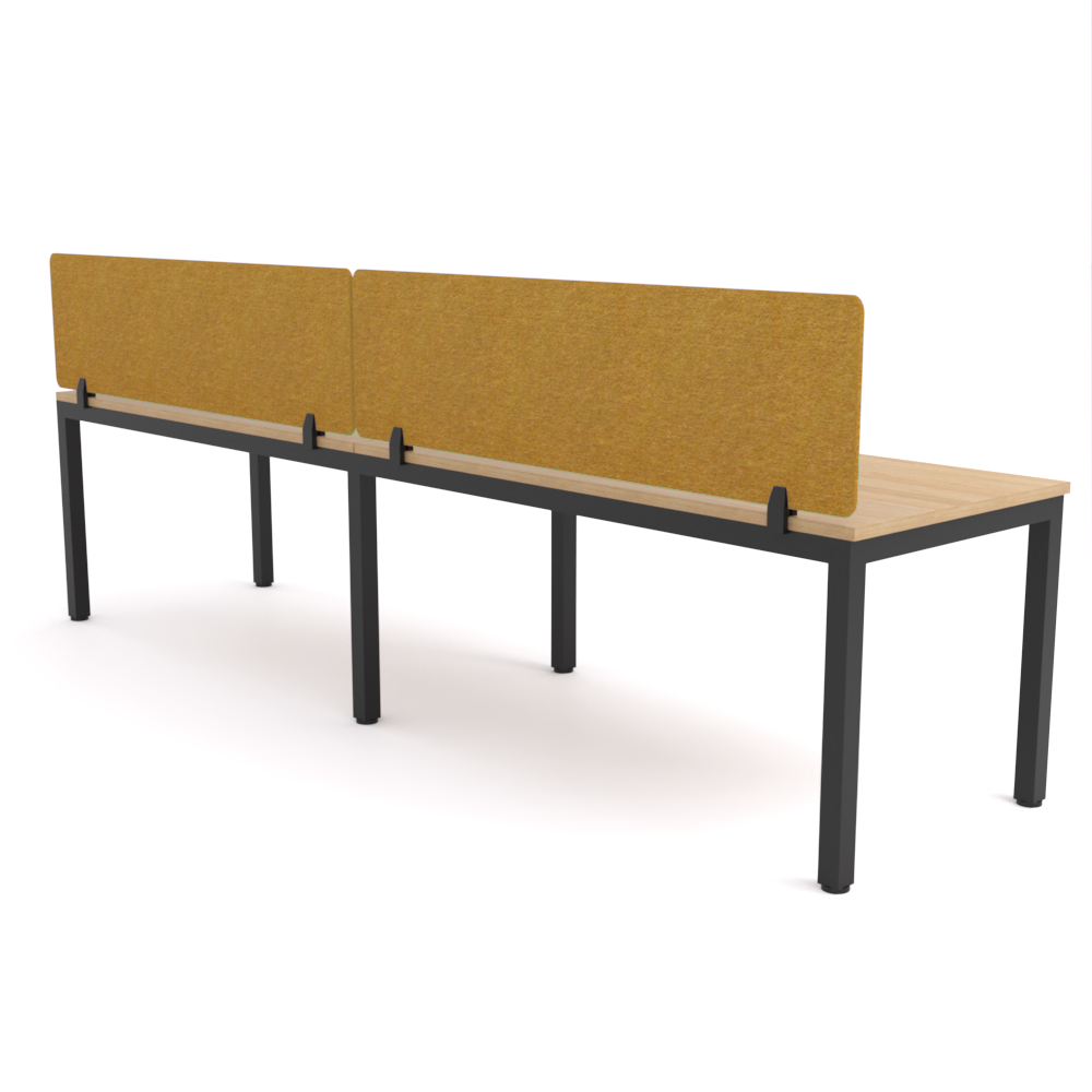 California Office Workstations (Straight Legs) 2-User Single-Sided Desk With AcoustiQ Screen (Golden Yellow Screen)