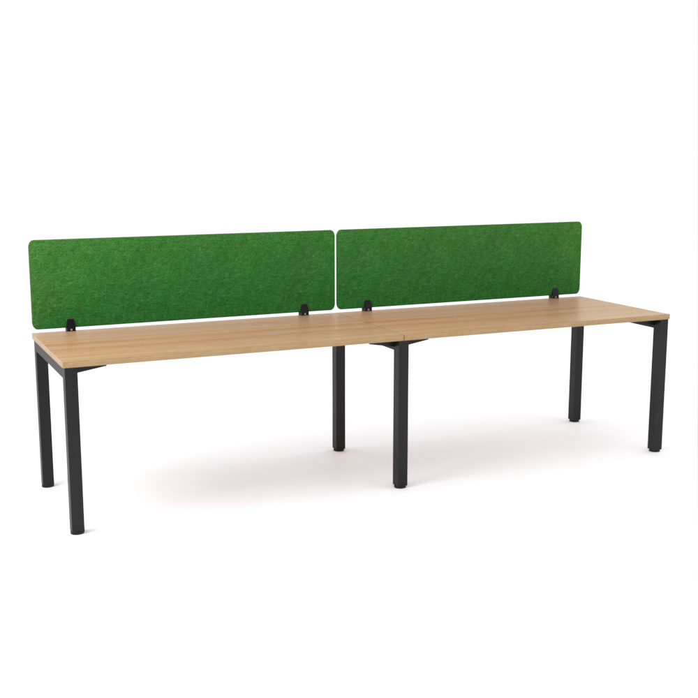 California Office Workstations (Straight Legs) 2-User Single-Sided Desk With AcoustiQ Screen (Green Screen)