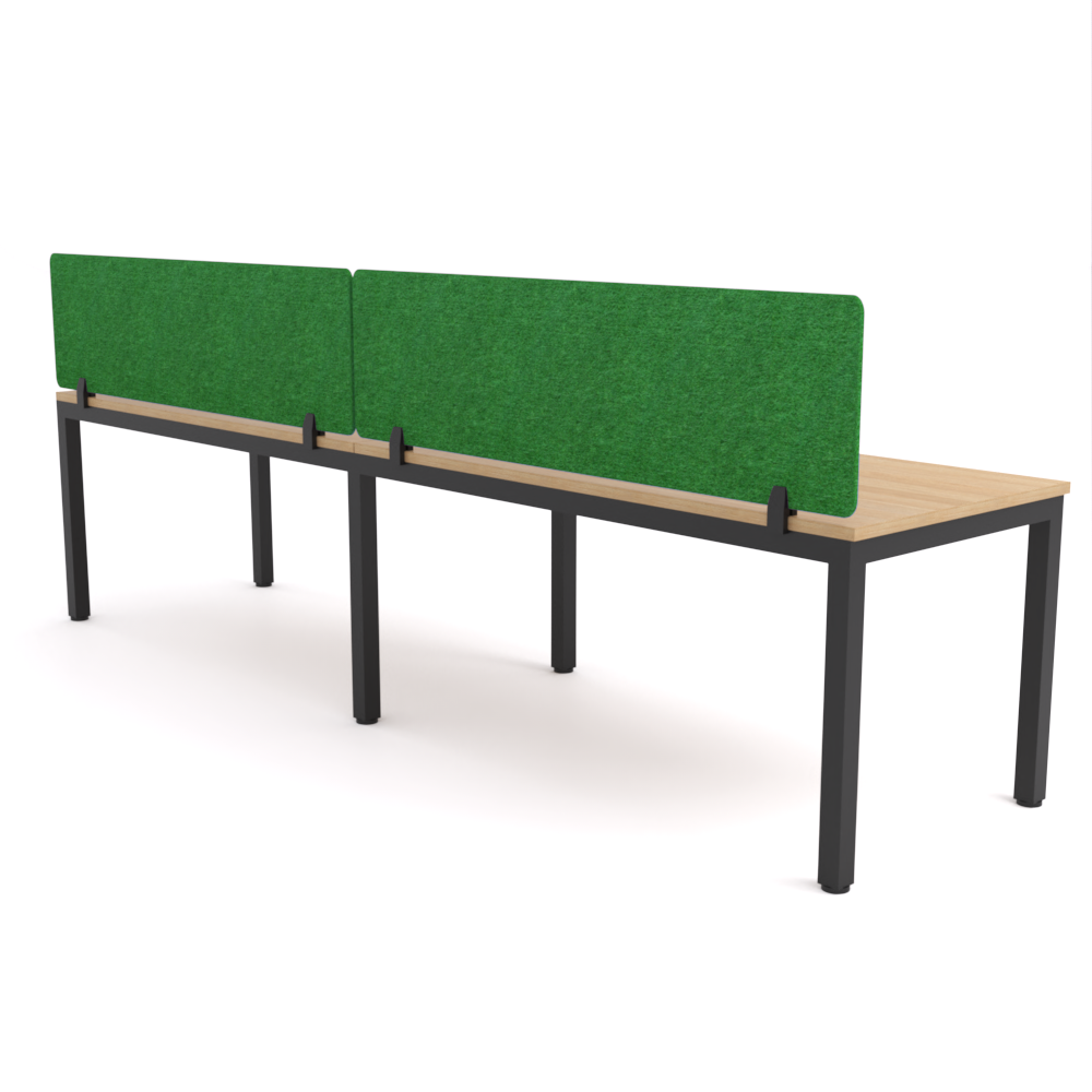 California Office Workstations (Straight Legs) 2-User Single-Sided Desk With AcoustiQ Screen (Green Screen)