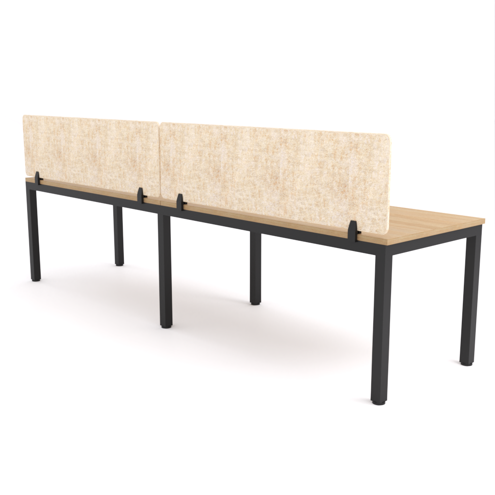 California Office Workstations (Straight Legs) 2-User Single-Sided Desk With AcoustiQ Screen (Natural Screen)