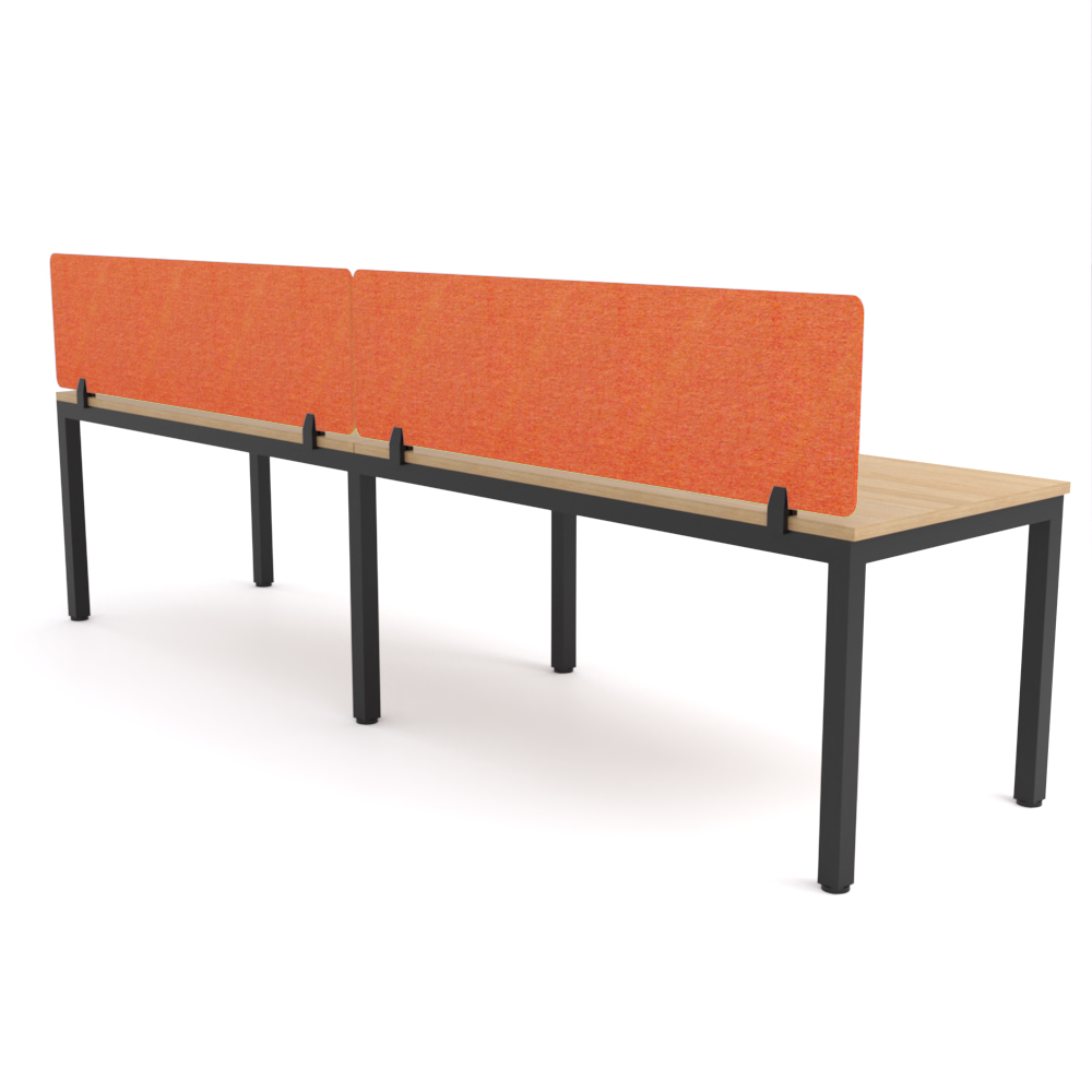 California Office Workstations (Straight Legs) 2-User Single-Sided Desk With AcoustiQ Screen (Orange Screen)