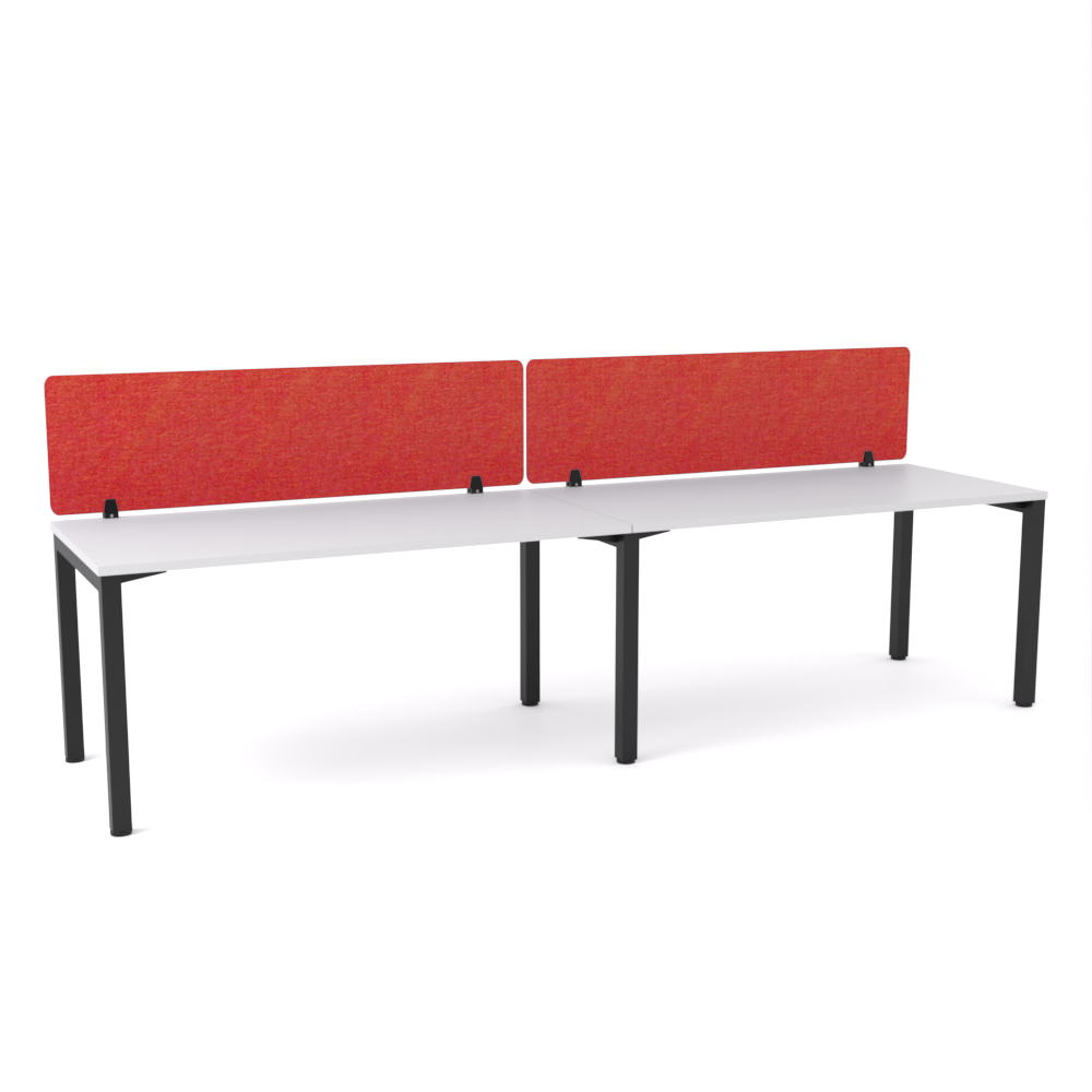 California Office Workstations (Straight Legs) 2-User Single-Sided Desk With AcoustiQ Screen (Red Screen)-Elite Office Furniture