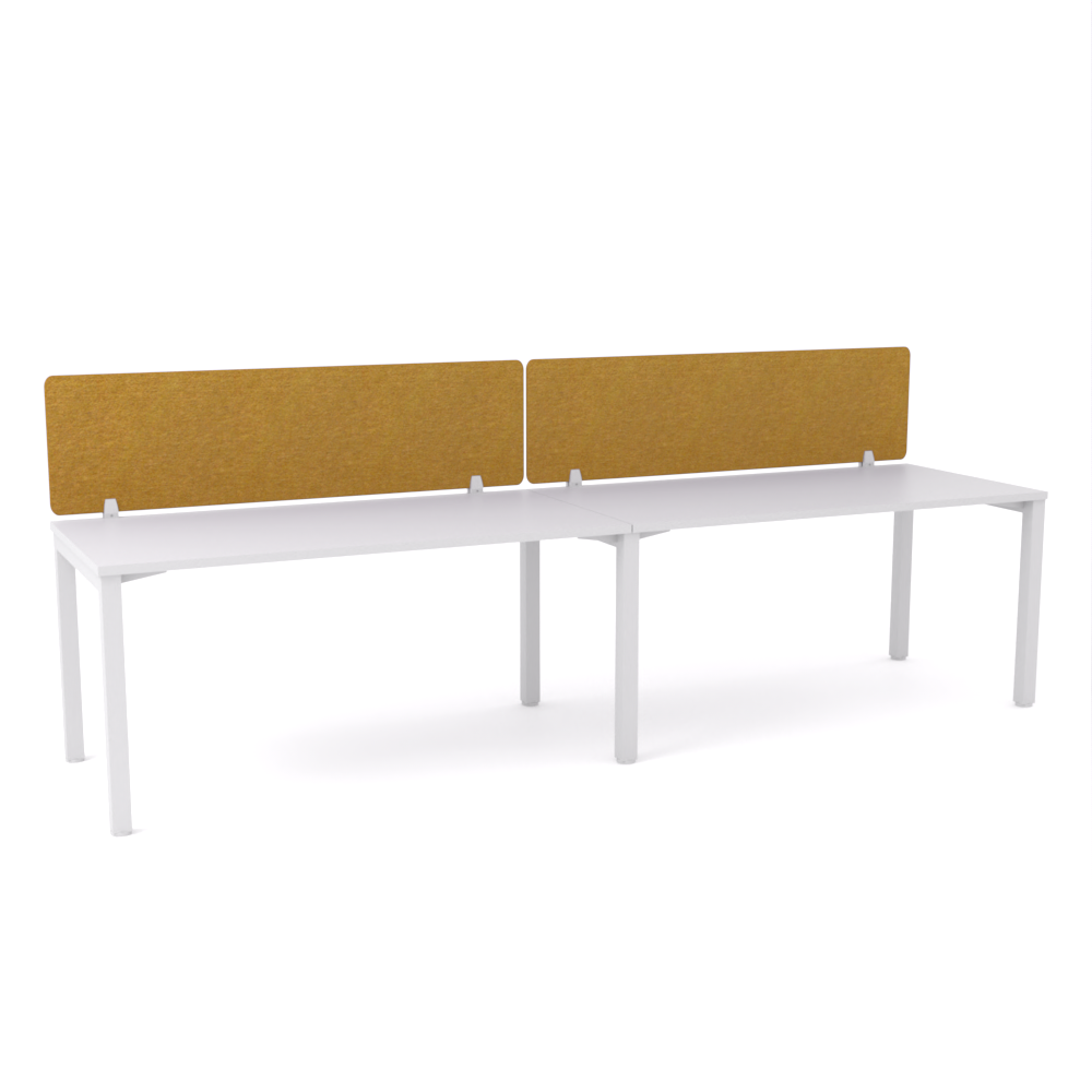 California Office Workstations (Straight Legs) 2-User Single-Sided Desk With AcoustiQ Screen (Golden Yellow Screen)-Elite Office Furniture
