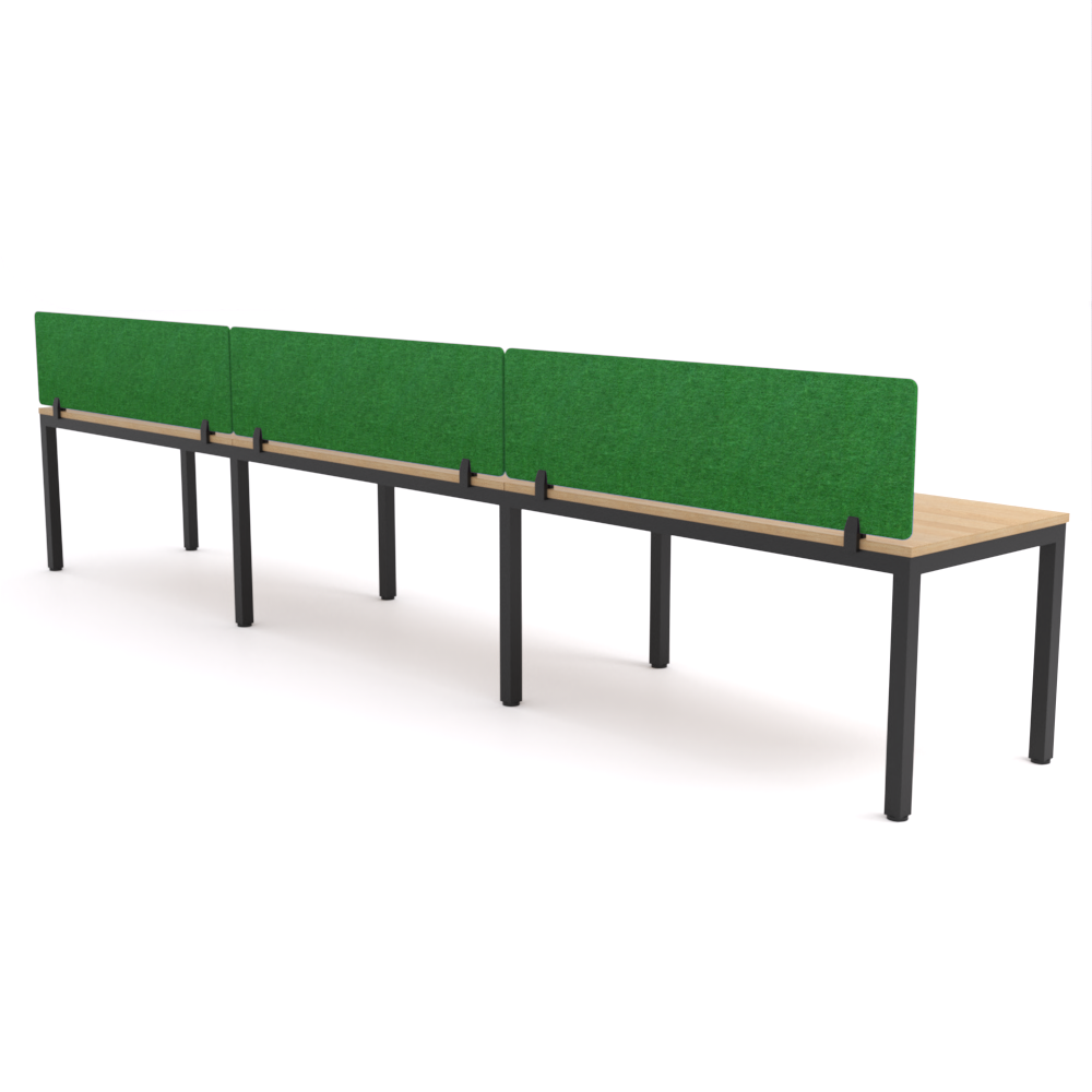 California Office Workstations (Straight Legs) 3-User Single-Sided Desk With AcoustiQ Screen (Green Screen)