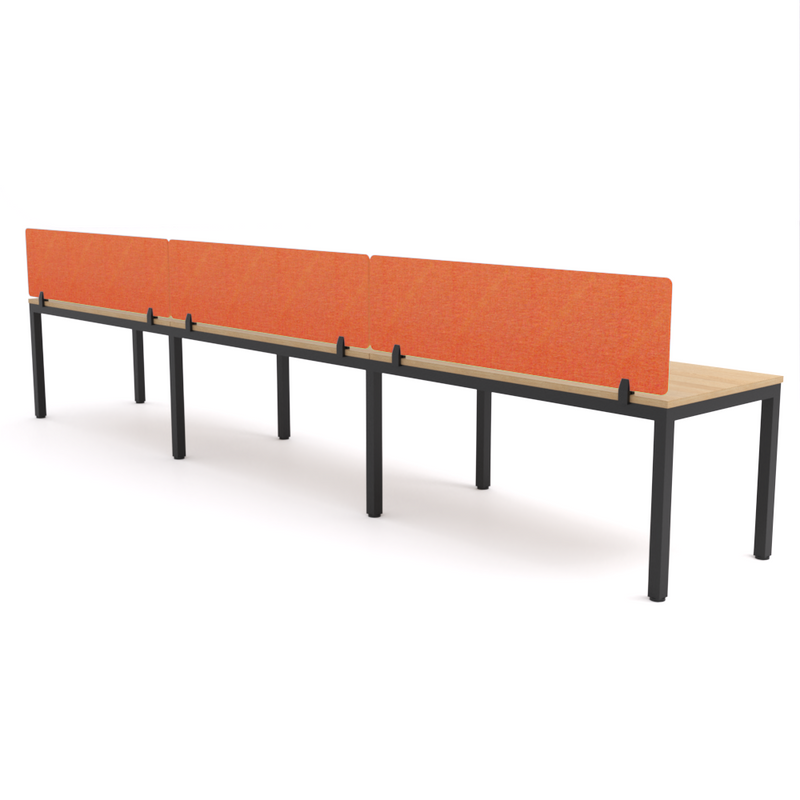 California Office Workstations (Straight Legs) 3-User Single-Sided Desk With AcoustiQ Screen (Orange Screen)