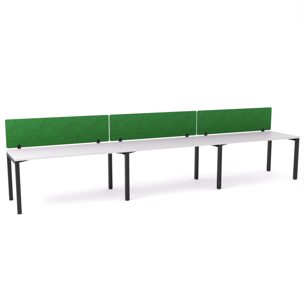 California Office Workstations (Straight Legs) 3-User Single-Sided Desk With AcoustiQ Screen (Green Screen)-Elite Office Furniture