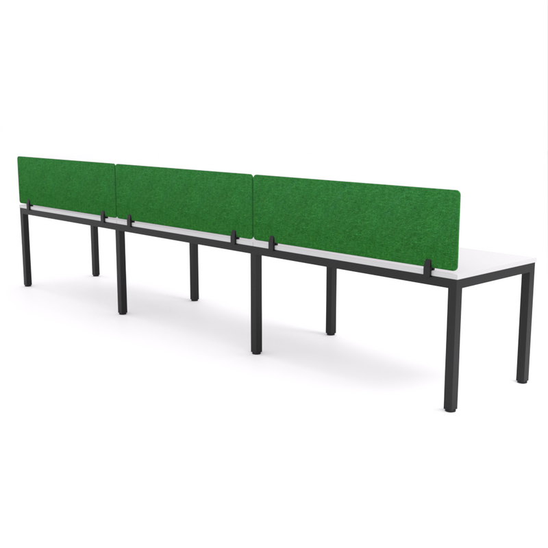 California Office Workstations (Straight Legs) 3-User Single-Sided Desk With AcoustiQ Screen (Green Screen)