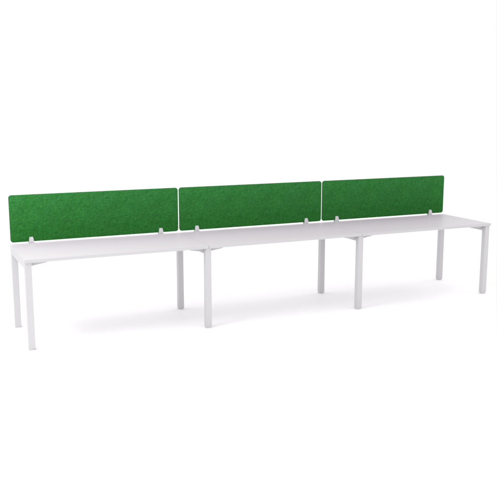 California Office Workstations (Straight Legs) 3-User Single-Sided Desk With AcoustiQ Screen (Green Screen)-Elite Office Furniture