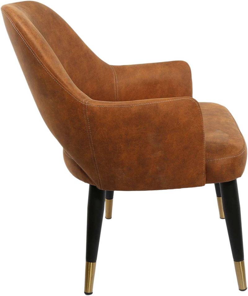 BonBon Armchair - Metal Black Legs with Brass Tips