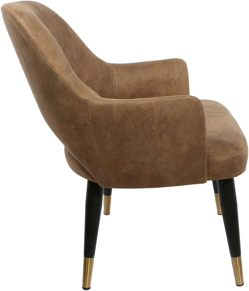 BonBon Armchair - Metal Black Legs with Brass Tips