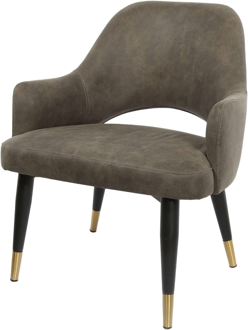 BonBon Armchair - Metal Black Legs with Brass Tips