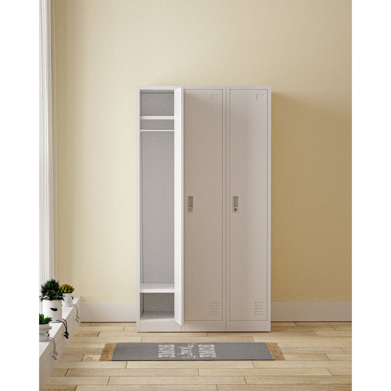 3 Door Metal Storage Locker Bank Of 3