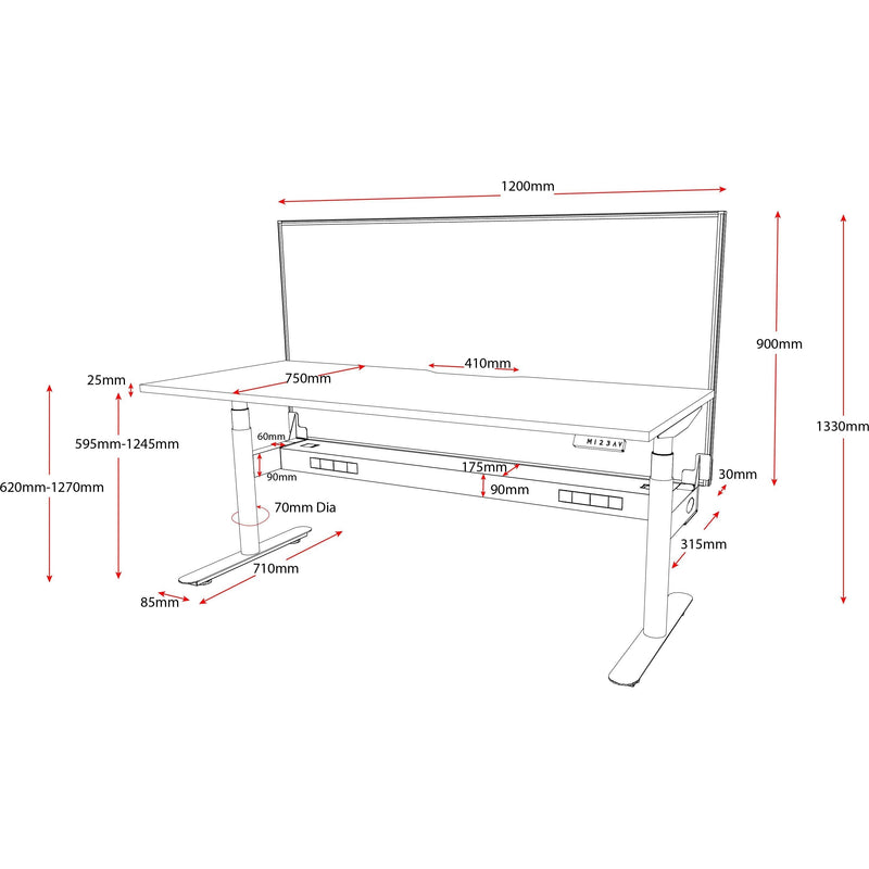 Halo+ Electric Height Adjustable Single Sided Workstation