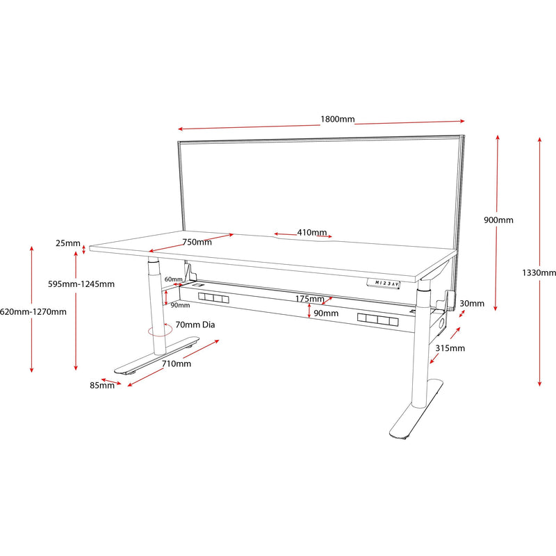 Halo+ Electric Height Adjustable Single Sided Workstation