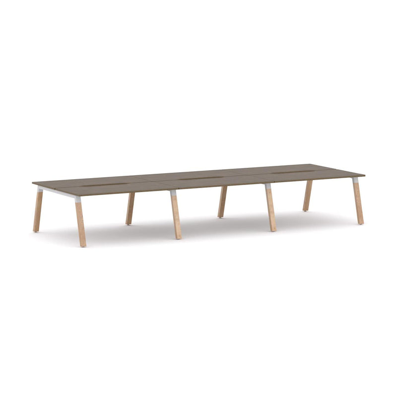 Plantation 6-Person Double-sided Desk Workstation Oak