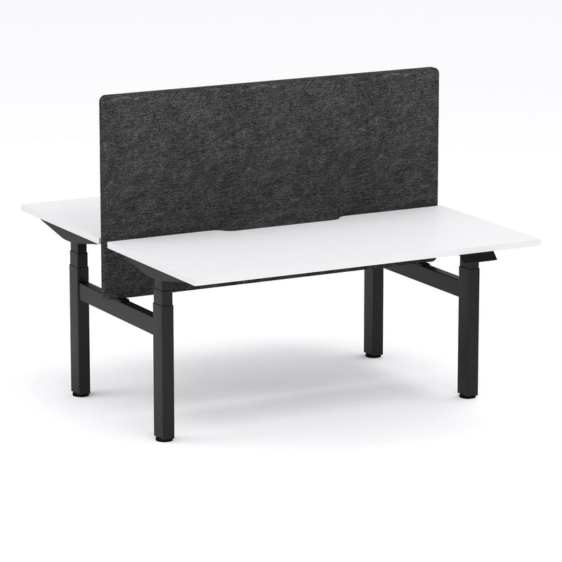 Montana Electric Standing 2-Person Double-sided Desk Workstation - With Charcoal Grey AcoustiQ Screen (3 Stages)