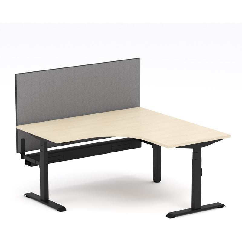 Montana Electric Standing 90Deg Corner Workstation - With Smoke Grey Elite25 Screen (3 Stages)