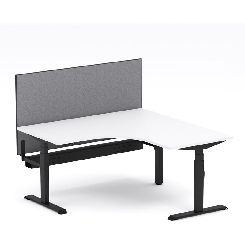 Montana Electric Standing 90Deg Corner Workstation - With Smoke Grey Elite25 Screen (3 Stages)