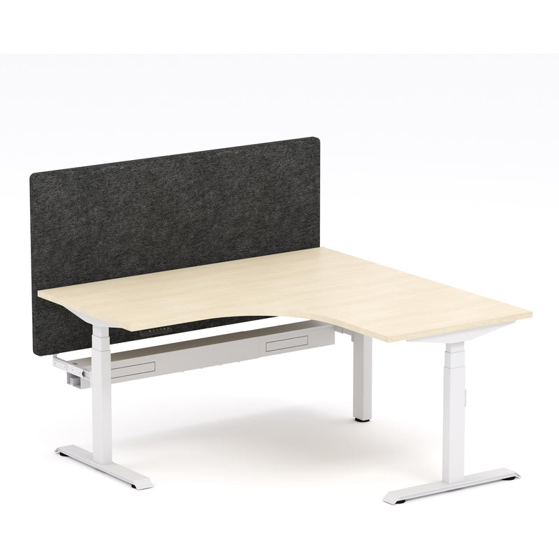 Montana Electric Standing 90Deg Corner Workstation - With Charcoal Grey AcoustiQ Screen (3 Stages)