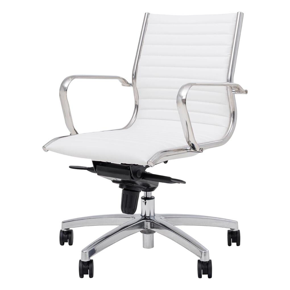 Metro Executive Chair with fixed arms, PU mid-back, PU seat, polished alloy base