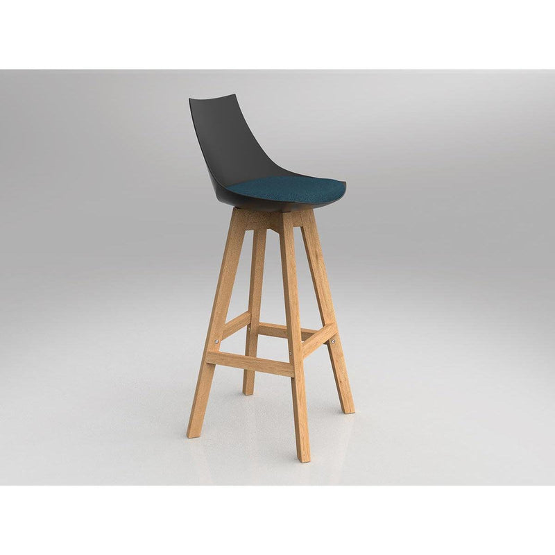 Luna Black Barstool with Oak Base