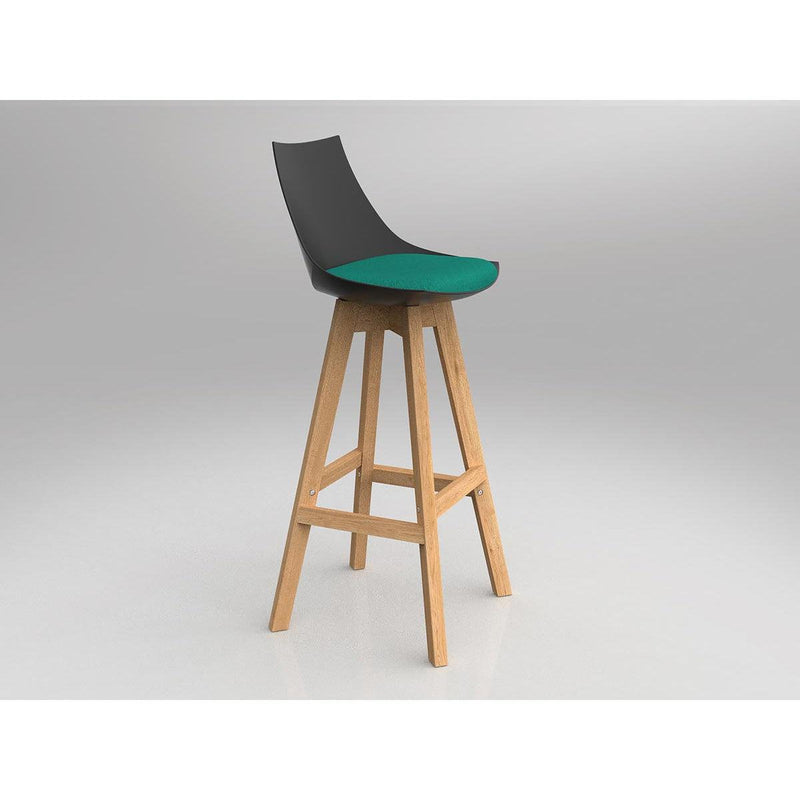 Luna Black Barstool with Oak Base