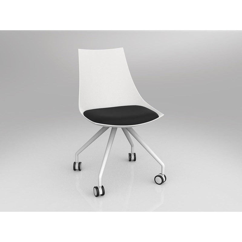 Luna White Chair with Castor Base