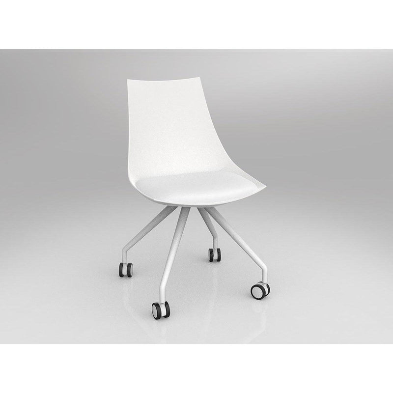 Luna White Chair with Castor Base