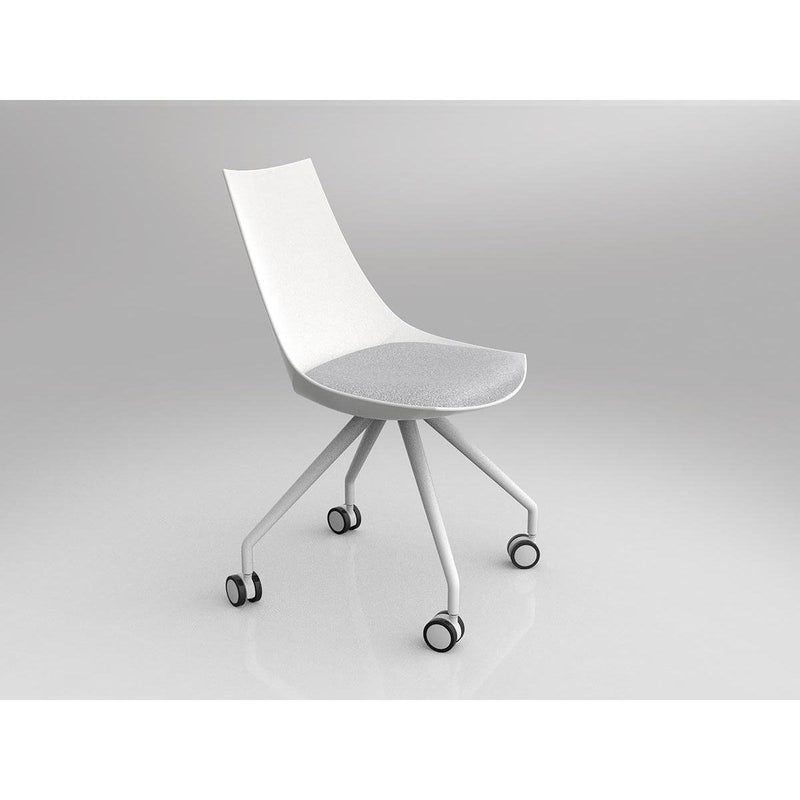 Luna White Chair with Castor Base