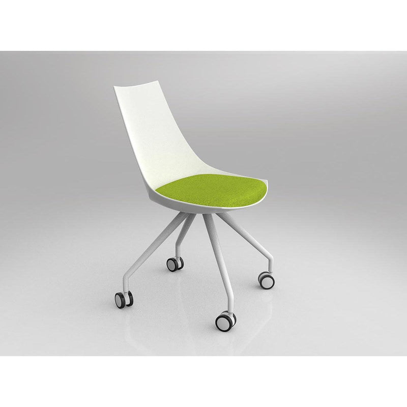 Luna White Chair with Castor Base
