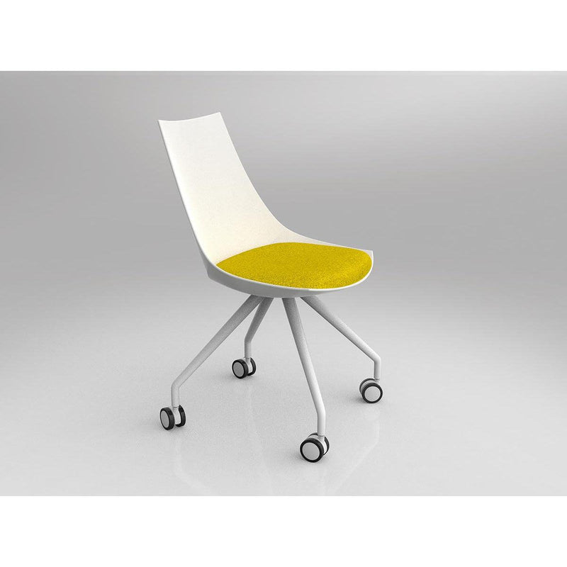 Luna White Chair with Castor Base