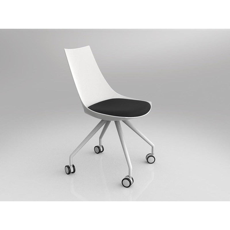 Luna White Chair with Castor Base