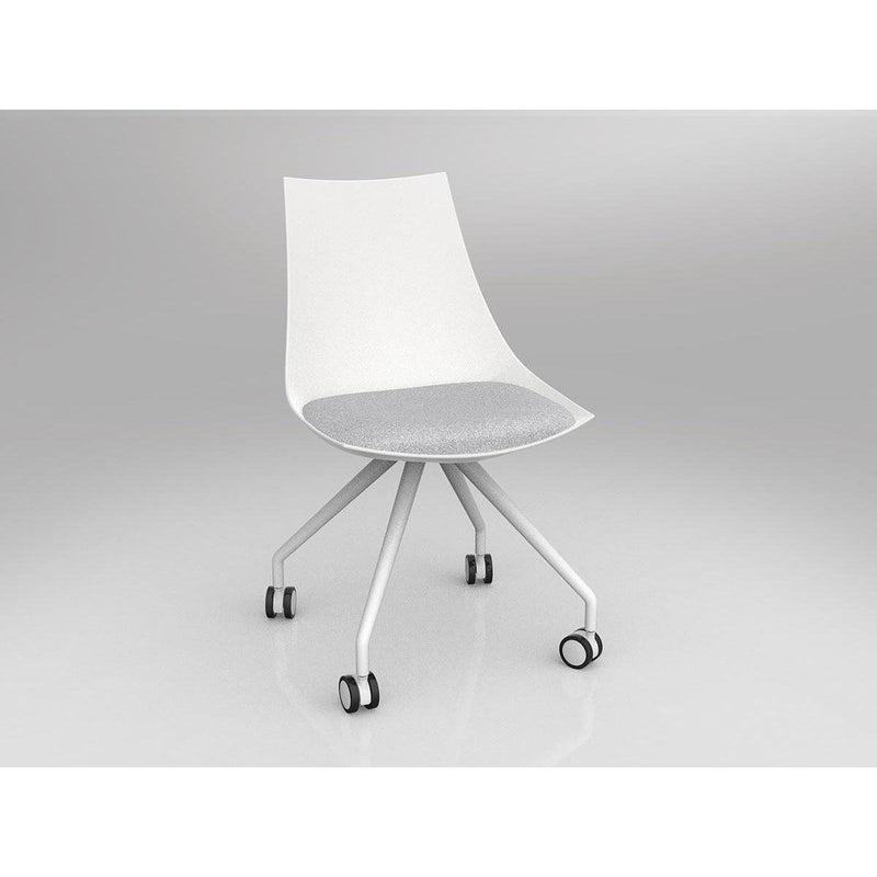 Luna White Chair with Castor Base