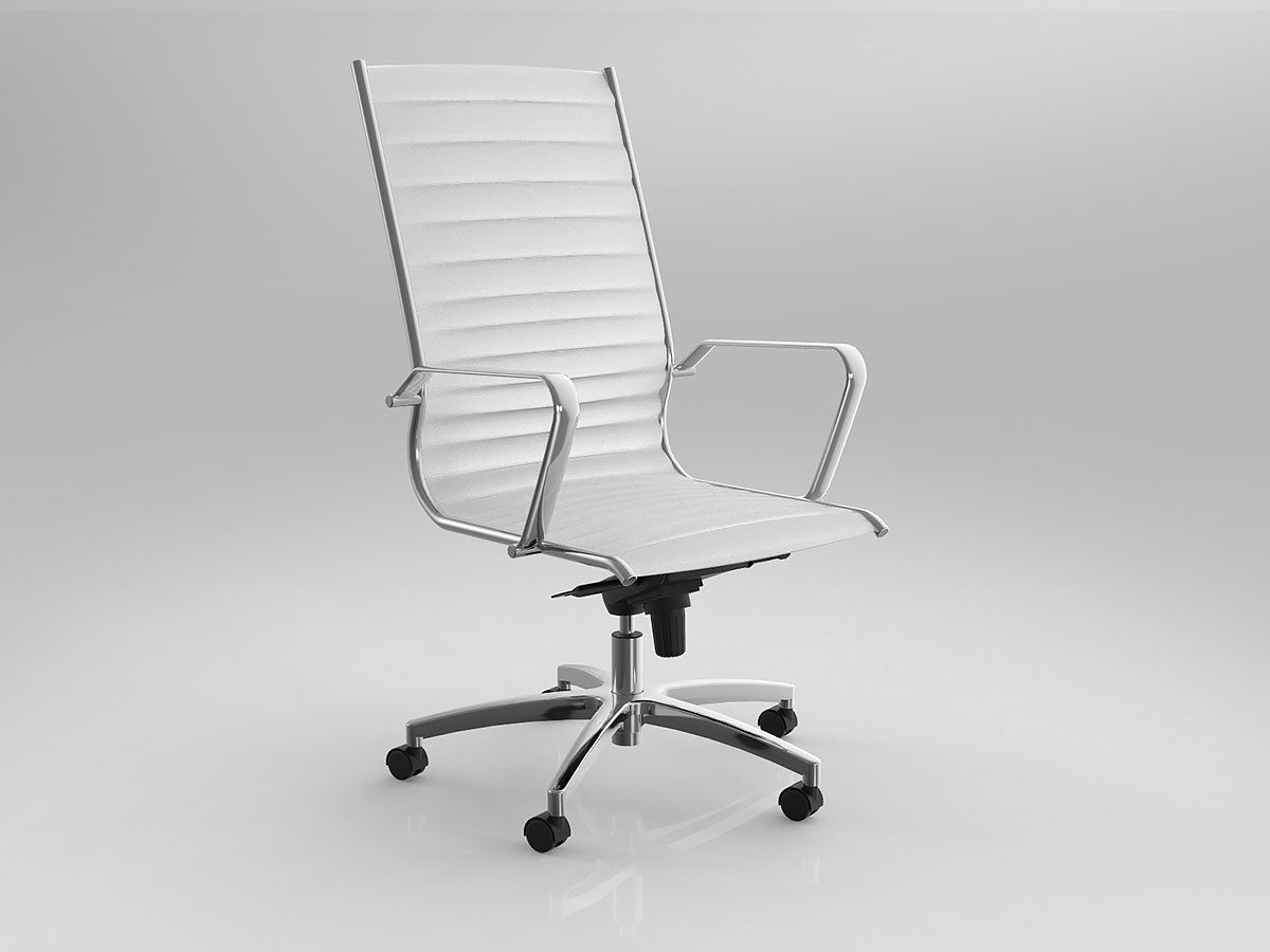 Metro Executive Chair with fixed arms, PU high-back, PU seat, polished alloy base