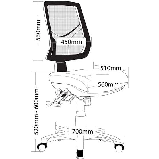 Mega 3 Lever Mesh Back Mega Big Boy Seat Task Chair