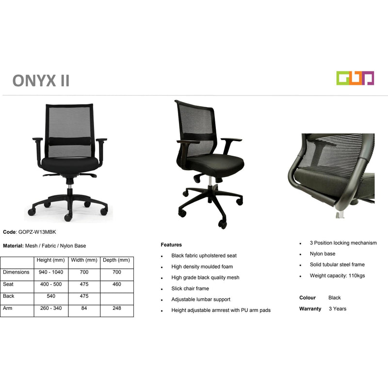 Onyx Medium Back Mesh Chair