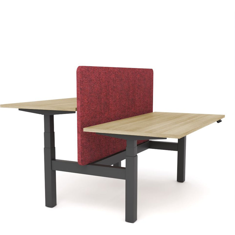 Dynamo Plus - Electric Height Adjustable Double Sided Workstation With Screen (Maroon Screen)