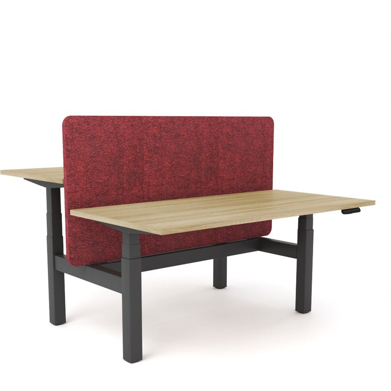 Dynamo Plus - Electric Height Adjustable Double Sided Workstation With Screen (Maroon Screen)