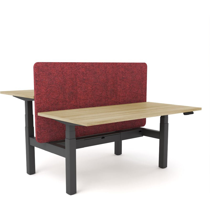 Dynamo Plus - Electric Height Adjustable Double Sided Workstation With Screen (Maroon Screen)