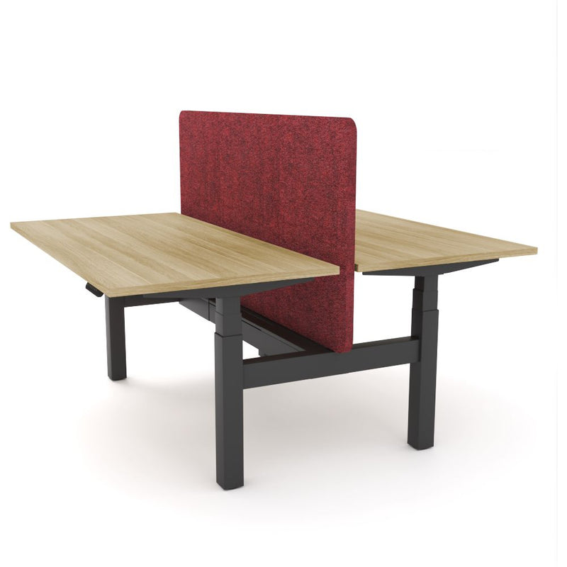 Dynamo Plus - Electric Height Adjustable Double Sided Workstation With Screen (Maroon Screen)