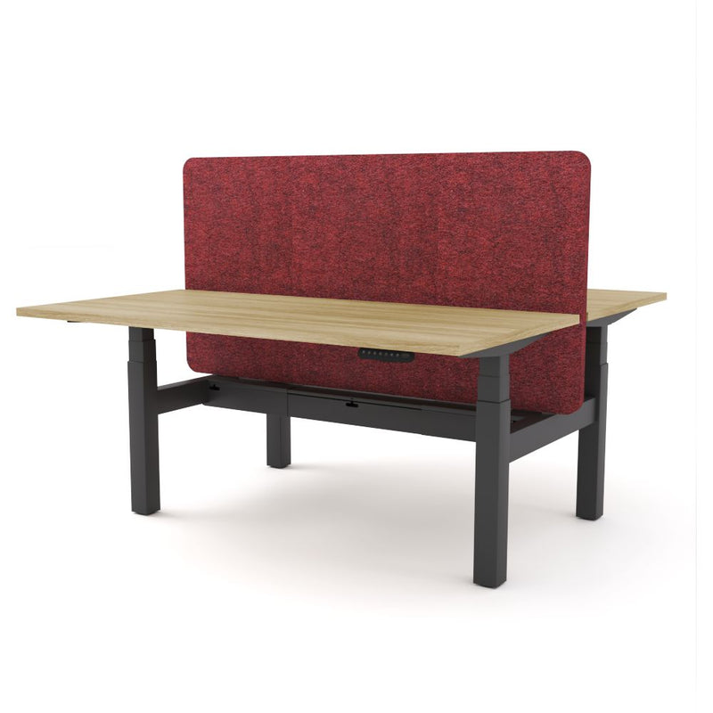 Dynamo Plus - Electric Height Adjustable Double Sided Workstation With Screen (Maroon Screen)